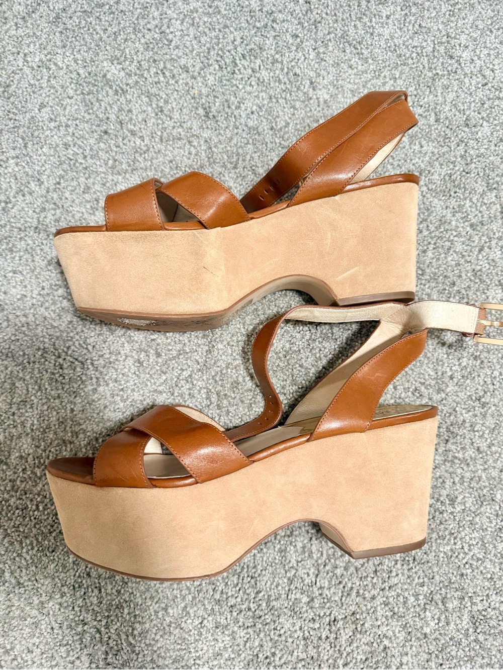 Michael Michael Kors Platform Wedge Sandals in Tan and Brown - Women